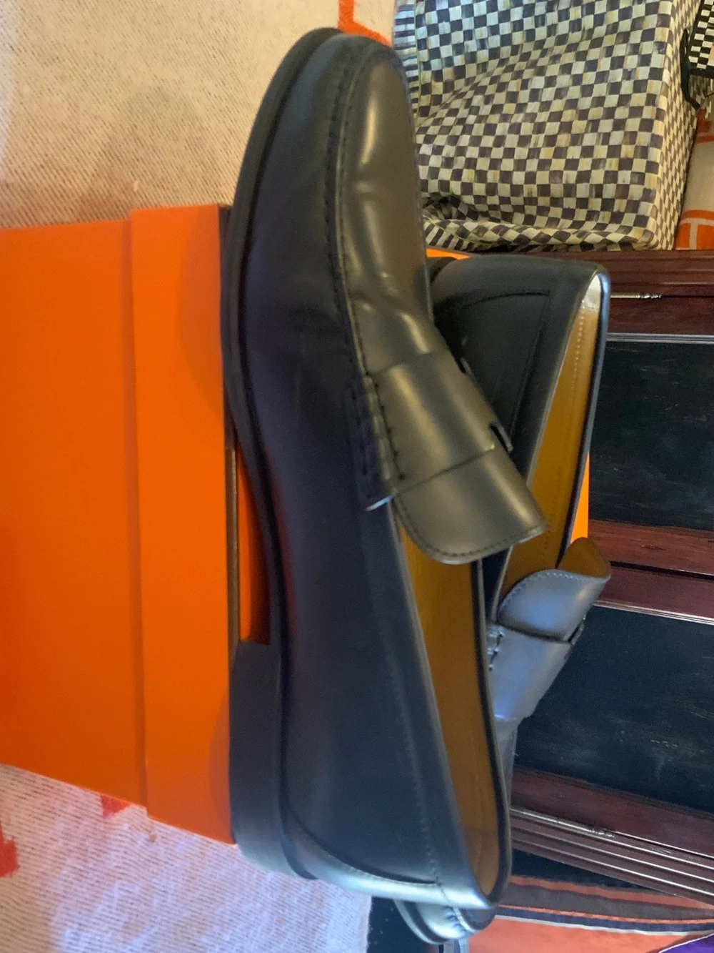 Hermes Black Leather Men's Luc Loafer